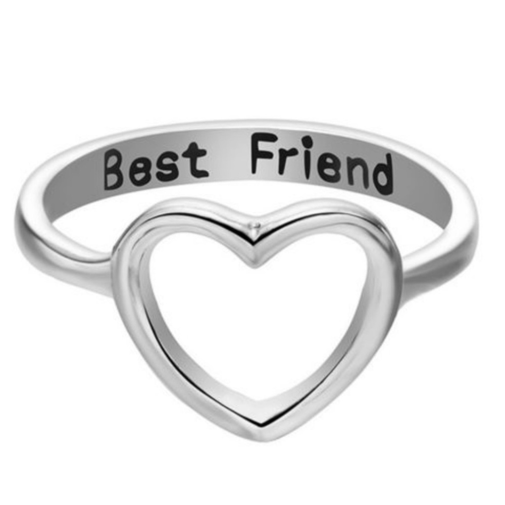 Silver Open Heart ♥️ Best Friend Engraved Ring